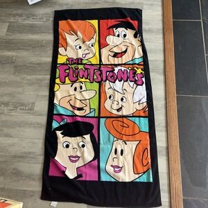 Flintstones beach towel 1993 Hanna Barbara Fred Wilma Betty Barney‎ Pebbles J6